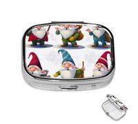 Pilulier à 2 compartiments - Mini pilulier de Noël amusant - Pour sac à main - Étanche - En métal - Décoratif - Pour voyage ou quotidien