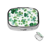 Pilulier à 2 compartiments - Mini pilulier décoratif en métal - Pour la Saint-Patrick - Pour sac à main - Étanche - Pour voyage ou quotidien
