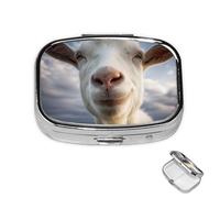 Pilulier à 2 compartiments - Mini pilulier en forme de chèvre - Pour sac à main - Étanche - En métal - Décoratif - Pour voyage ou quotidien