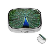 Pilulier à 2 compartiments - Mini pilulier en forme de paon - Pour sac à main - En métal - Étanche - Décoratif - Pour voyage ou quotidien