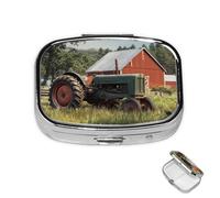 Pilulier à 2 compartiments - Mini pilulier - Tracteur agricole - Pour sac à main - Étanche - En métal - Décoratif - Pour voyage ou quotidien