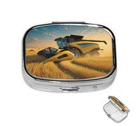 Pilulier à 2 compartiments - Mini pilulier - Tracteur agricole - Pour sac à main - Étanche - En métal - Décoratif - Pour voyage ou quotidien