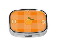 Pilulier à 2 compartiments, motif feuilles d'oranger et orange, organiseur portable