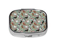 Pilulier à 2 compartiments motif floral Cavalier King Charles Spaniel, organiseur portable