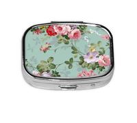 Pilulier à 2 compartiments, motif vintage élégant de roses rouges et roses, organiseur portable