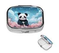 Pilulier à 2 compartiments - Petit pilulier pour sac à main et poche - Pilulier de voyage - Panda mignon - Pour contenir des vitamines, de l'huile de poisson