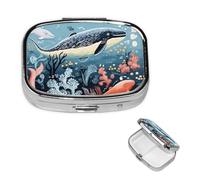 Pilulier à 2 compartiments - Petit pilulier pour sac à main et poche - Pilulier de voyage pour phoque baleine, pieuvre, poisson - Joli organisateur de médicaments pour contenir des vitamines, de