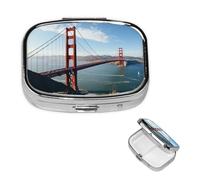 Pilulier à 2 compartiments - Petit pilulier pour sac à main et poche - Pilulier de voyage San Francisco Golden Gate Bridge - Joli organisateur de médicaments pour contenir des vitamines, de l'huile de