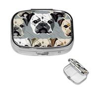 Pilulier à 2 compartiments - Petit pilulier pour sac à main et poche - Pilulier de voyage - Tête de bouledogue américain - Joli organisateur de médicaments pour contenir des vitamines et de l'huile de