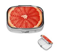 Pilulier à 2 compartiments - Petit pilulier pour sac à main et poche - Pilulier de voyage - Tranche de pamplemousse mûr - Joli organisateur de médicaments pour contenir des vitamines, de l'huile de