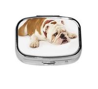 Pilulier à 2 compartiments pour photographie de bouledogue anglais, organiseur portable