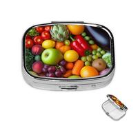 Pilulier à 2 compartiments pour poche ou sac à main, mini pilules en métal, fruits et légumes frais, pilulier portable de voyage pour contenir des suppléments et des vitamines