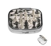 Pilulier à 2 compartiments pour poche ou sac à main - Mini pilules en métal noir et blanc - Organisateur de pilules portable de voyage pour contenir des suppléments et des vitamines