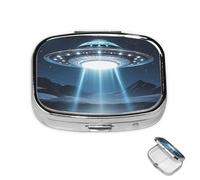 Pilulier à 2 compartiments pour poche ou sac à main, mini pilules en métal OVNI à la tombée de la nuit, pilulier portable de voyage pour contenir des suppléments et des vitamines