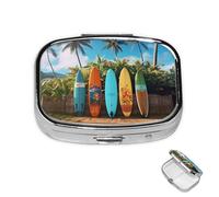 Pilulier à 2 compartiments pour poche ou sac à main - Mini pilules en métal - Pour planche de surf - Pilulier portable de voyage pour contenir des suppléments et des vitamines