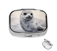 Pilulier à 2 compartiments pour poche ou sac à main - Mini pilules en métal - Sceau de harpe - Pilulier portable de voyage pour contenir des suppléments et des vitamines