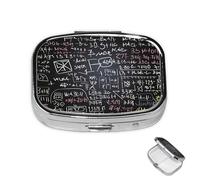 Pilulier à 2 compartiments pour poche ou sac à main - Mini pilulier en métal - Formule mathématique - Pilulier portable de voyage pour contenir des suppléments et des vitamines