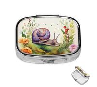 Pilulier à 2 compartiments pour poche ou sac à main, mini pilulier en métal, joli organisateur de pilules en forme d'escargot, récipient portable pour médicaments de voyage pour contenir des