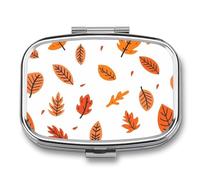 Pilulier à 2 compartiments pour poche ou sac à main - Mini pilulier en métal - Motif éléments d'automne - Portable - Pour médicaments de voyage - Pour contenir des suppléments et des vitamines