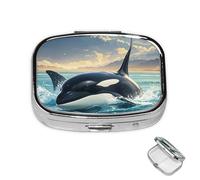 Pilulier à 2 compartiments pour poche ou sac à main - Mini pilulier en métal - Orque - Portable - Peut contenir des suppléments et des vitamines