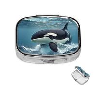 Pilulier à 2 compartiments pour poche ou sac à main - Mini pilulier en métal - Orque - Portable - Peut contenir des suppléments et des vitamines