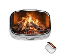 Pilulier à 2 compartiments pour poche ou sac à main - Mini pilulier en métal pour brûler du bois de chauffage - Grand pilulier de cheminée portable pour médicaments de voyage pour contenir des