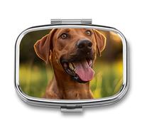 Pilulier à 2 compartiments pour poche ou sac à main - Mini pilulier en métal pour chien qui sort la langue - Pilulier portable de voyage pour contenir des suppléments et des vitamines