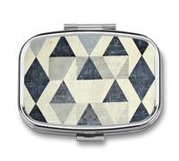 Pilulier à 2 compartiments pour poche ou sac à main - Mini pilulier triangulaire en métal bleu et gris - Organiseur de médicaments de voyage portable pour contenir des suppléments et des vitamines