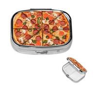 Pilulier à 2 compartiments pour sac à main et poche - Pilulier de voyage « I Love Pizza » - Joli organisateur de médicaments pour contenir des vitamines, de l'huile de poisson