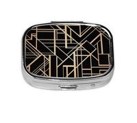 Pilulier à 2 compartiments style art déco avec motif géométrique des deux côtés, organiseur portable