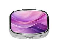 Pilulier à 2 compartiments Violet Soft Line Impression Tablet Box avec miroir Petit pilulier pour sac à main ou poche Organiseur de vitamines
