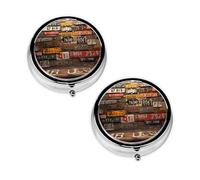 Pilulier à 3 compartiments avec impression de plaque d'immatriculation - Portable - Pour poche ou sac à main - Organiseur décoratif en métal pour médicaments et vitamines - Cadeau unique