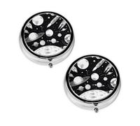 Pilulier à 3 compartiments avec imprimé astronaute et extraterrestre, portable pour poche ou sac à main, organiseur de pilules décoratif en métal pour médicaments et vitamines, cadeau unique