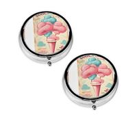 Pilulier à 3 compartiments avec imprimé barbe à papa - Portable pour poche ou sac à main - Organiseur décoratif en métal pour médicaments et vitamines - Cadeau unique