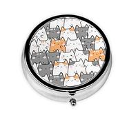 Pilulier à 3 compartiments avec imprimé chats orange