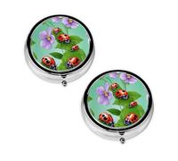 Pilulier à 3 compartiments avec imprimé coccinelle, portable pour poche ou sac à main, organiseur de pilules décoratif en métal, cadeau unique