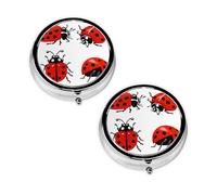 Pilulier à 3 compartiments avec imprimé coccinelle, portable pour poche ou sac à main, organiseur de pilules décoratif en métal, cadeau unique