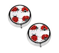 Pilulier à 3 compartiments avec imprimé coccinelle, portable pour poche ou sac à main, organiseur de pilules décoratif en métal, cadeau unique