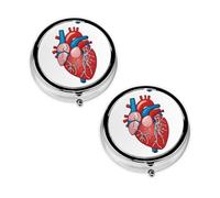 Pilulier à 3 compartiments avec imprimé graphique de l'anatomie humaine - Portable pour poche ou sac à main - Organiseur décoratif en métal pour médicaments et vitamines - Cadeau unique