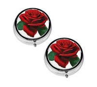 Pilulier à 3 compartiments avec imprimé roses gothiques, portable pour poche ou sac à main, organiseur de pilules décoratif en métal, cadeau unique