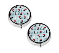 Pilulier à 3 compartiments avec imprimé teckel parisien, portable, pour poche ou sac à main, organiseur de pilules décoratif en métal, cadeau unique