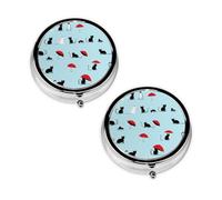 Pilulier à 3 compartiments avec imprimé teckel parisien, portable, pour poche ou sac à main, organiseur de pilules décoratif en métal, cadeau unique