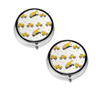 Pilulier à 3 compartiments avec imprimé tracteur agricole - Portable pour poche ou sac à main - Organiseur décoratif en métal pour médicaments et vitamines - Cadeau unique