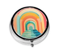 Pilulier à 3 compartiments avec miroir géométrique arc-en-ciel - Petit pilulier pour sac à main et poche - Organiseur de vitamines