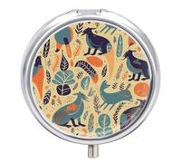 Pilulier à 3 compartiments avec miroir - Motif animaux australiens - Pour poche ou sac à main - Cadeau de voyage