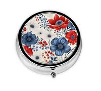 Pilulier à 3 compartiments avec miroir Motif fleurs classiques Petit pilulier pour sac à main et poche Organiseur de vitamines