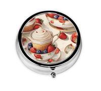 Pilulier à 3 compartiments avec miroir - Motif fraises et fruits - Petit pilulier pour sac à main et poche - Organiseur de vitamines