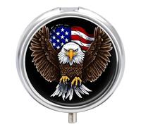 Pilulier à 3 compartiments avec motif aigle patriotique du drapeau des États-Unis, étanche, organiseur de voyage pour poche ou sac à main, mini pilulier portable pour médicaments et vitamines