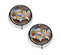 Pilulier à 3 compartiments avec plaque d'immatriculation - Portable - Pour poche ou sac à main - Organisateur décoratif en métal - Cadeau unique