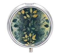 Pilulier à 3 compartiments en forme de feuilles vert clair - Organiseur de voyage portable pour vitamines - 3 x par jour - Avec miroir - Petit pilulier pour sac à main et poche - Joli récipient